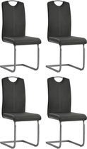 Eetkamerstoelen 43x55x100 cm kunstleer grijs 4 st (incl. vloerviltjes)