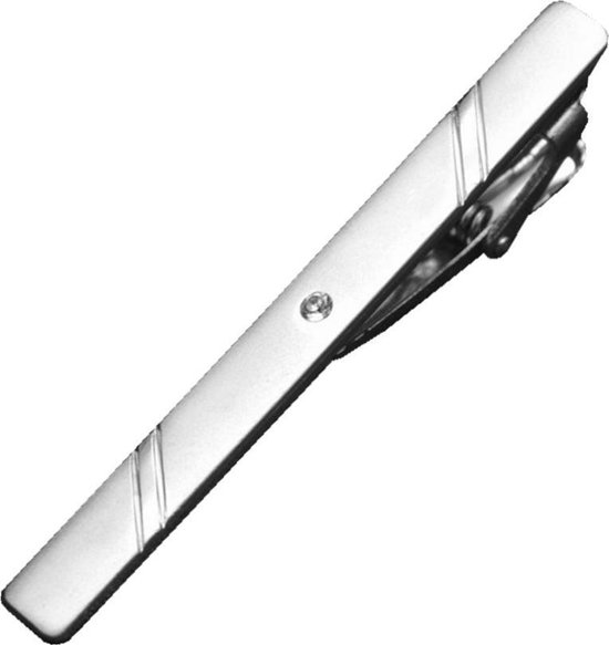 Fako Bijoux® - Dasspeld - Stropdas Clip - Tie Clip - Deluxe - Model Gerard - 60mm - Zilverkleurig