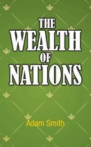 La couverture de 'The Wealth of Nations' par Adam Smith, avec des lettres blanches sur fond vert orné d'un motif en losange et de petites feuilles de trèfle.