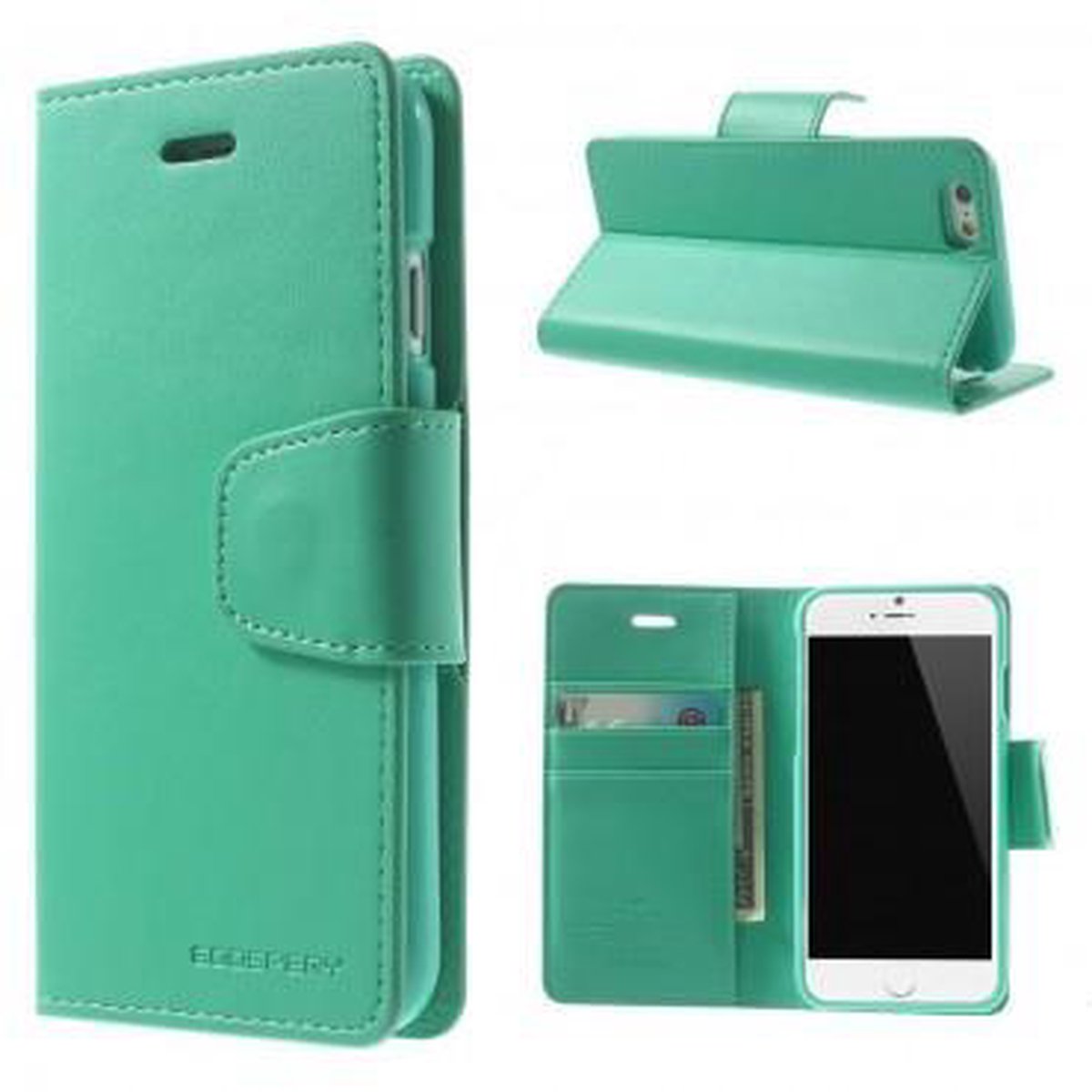 Goospery Sonata Leather case hoesje Geschikt voor: iPhone 6 Mint groen