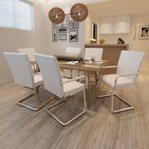 Eetkamerstoelen modern design kunstleer wit 6 st