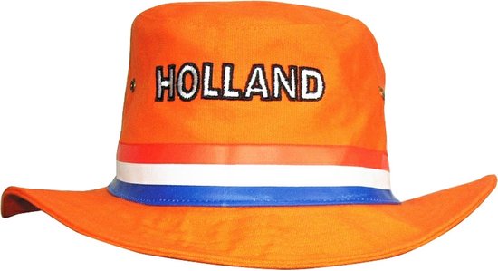 Zomerhoed Oranje voorzien een borduring “HOLLAND” - Fanartikel