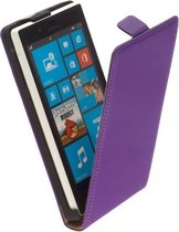 LELYCASE Lederen Flip Case Cover Hoesje Nokia Lumia 720 Paars