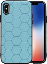Hexagon Hard Case - Telefoonhoesje - Backcover Hoesje - achterkant hoesje - Geschikt voor iPhone X / iPhone XS - Blauw