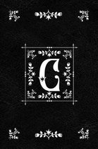 Scandinavian Design Floral Monogram Daily Journal Notebook - Letter C
