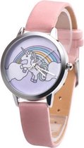 Kinderhorloge - Eenhoorn - Unicorn - Soft - Roze - 32 mm - I-deLuxe verpakking