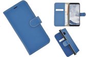Samsung Galaxy S8 Plus hoesje - Bookcase - Portemonnee Hoes Echt leer Wallet case Blauw