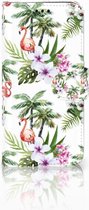 Geschikt voor Samsung Galaxy J5 2017 Wallet Book Case Hoesje Design Flamingo Palms