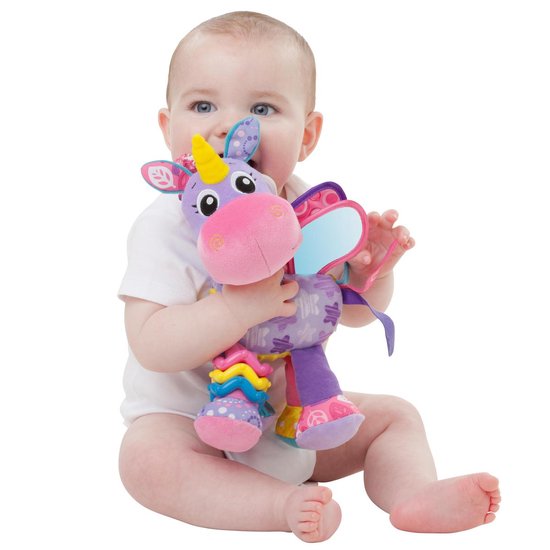 Playgro Hangspeeltje Stella Eenhoorn - Playgro Activity Friend Stella Unicorn - Baby Speelgoed - Hangspeeltje - Kinderwagenspeeltje - Rammelaar - Kinderwagenaccessoire - Buggyaccessoire- - Educatief Speelgoed - Knuffeldier van Playgro — afbeelding 2