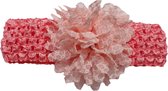Jessidress Hoofdband Baby Haarband van katoen met bloem - Donker Roze