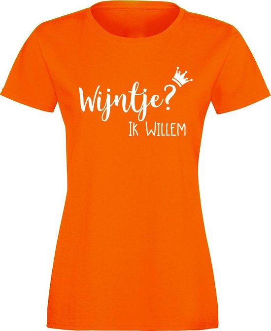 Oranje shirt Koningsdag | Wijntje? Ik Willem | Maat S | bol.com