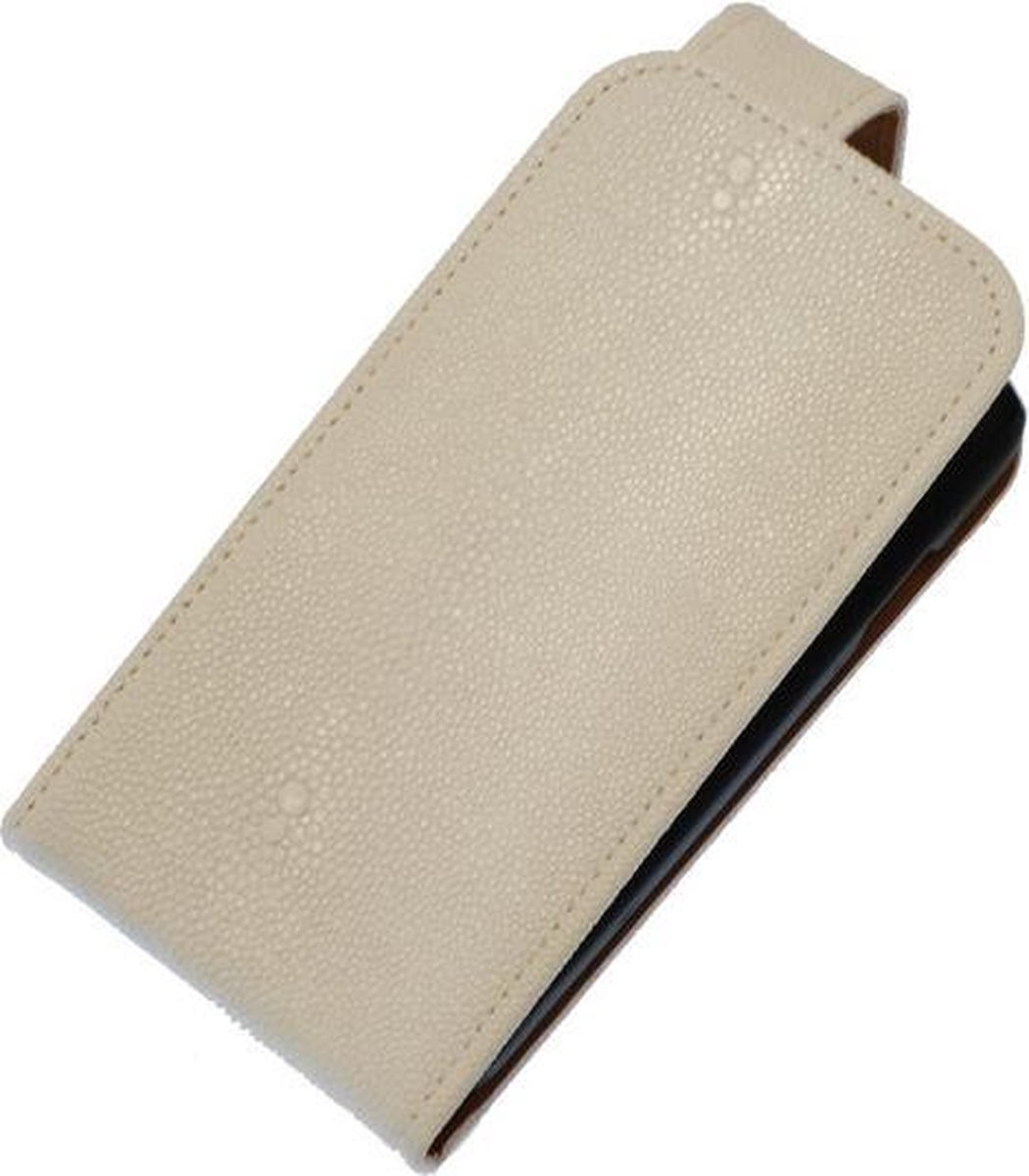 Wit Ribbel Classic flip case cover hoesje voor Apple iPhone 4 / 4s