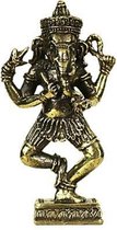 Yogi & Yogini naturals Minibeeldje of hanger Ganesha dansend 4 armen messing 8 cm
