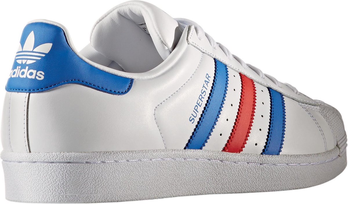 adidas Superstar Sneakers Heren Sneakers - Maat 42 2/3 - Mannen - wit/blauw/rood  | bol.com