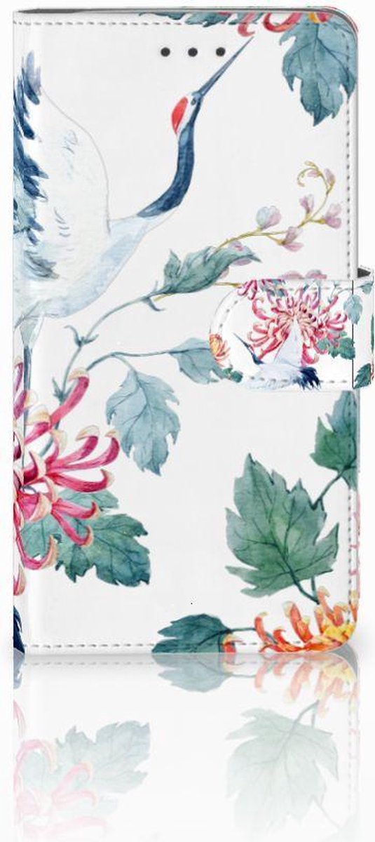 Samsung Galaxy J7 2016 Telefoonhoesje met Pasjes Bird Flowers