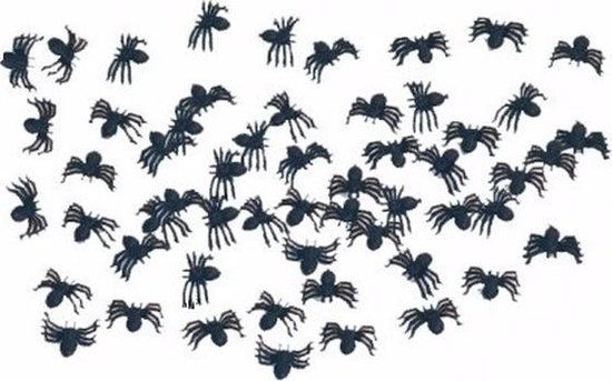 Halloween 50x stuks horror decoratie spinnen 2 cm - Halloween spinnetjes versiering