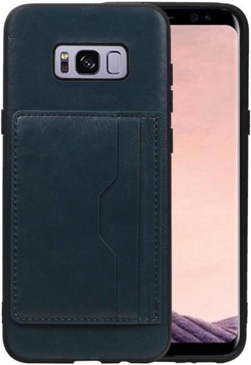 Staand Back Cover met 1 Pasjeshouder Hoesje Geschikt voor Samsung Galaxy S8 Plus Navy