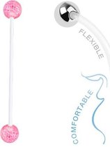 Fako Bijoux® de Piercing nombril de grossesse - Bioplast Glitter - Rose