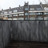 Balkonscherm grijze steigerplanken - BalkonschermenHout - Vinyl - 100x400cm Dubbelzijdig