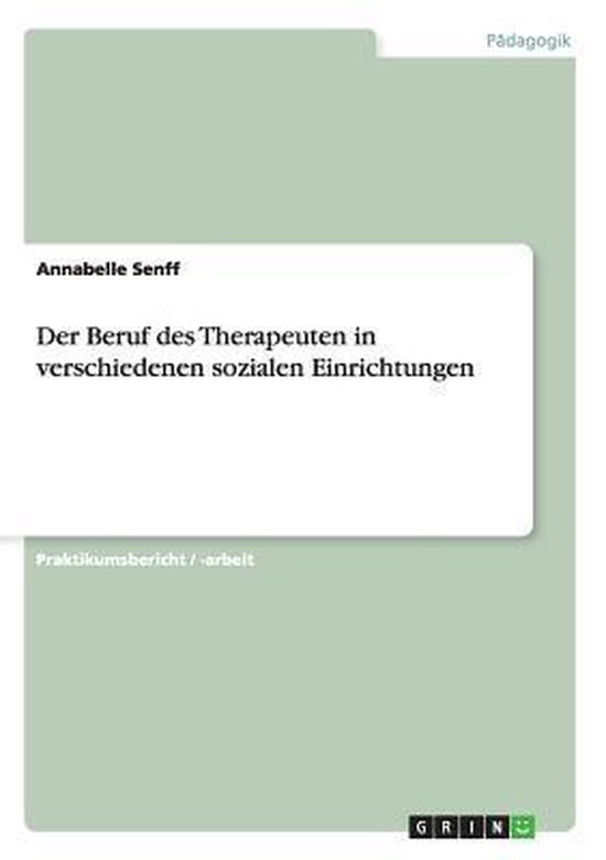 Der Beruf des Therapeuten in verschiedenen sozialen Einricht ... - cover