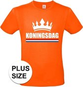 Oranje Koningsdag met kroon grote maten shirt heren 3XL