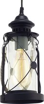EGLO Vintage Bradford - Hanglamp - 1 Lichts - Zwart - Helder Glas
