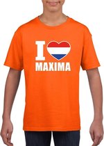 Oranje I love Maxima shirt kinderen XS (110-116)