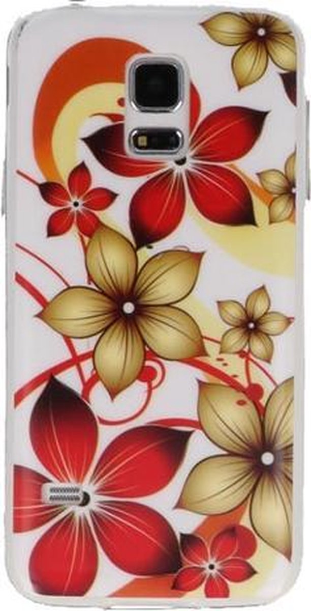 Wit Bloem Hard case cover hoesje voor Samsung Galaxy S5 Mini