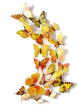 Muurdecoratie - vlinder - 3D muursticker - kinderkamer - Geel - DisQounts
