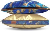 Imoha COMBI DEAL - Plaid Pillow Blue Marble & Sierkussen Gold