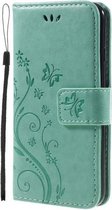 Bloemen Book Case - iPhone SE (2020 / 2022) / 8 / 7 Hoesje - Cyan