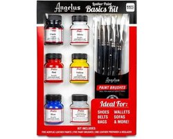 Angelus Basis Set voor leer verven | Cadeauverpakking | Leerverf + Penselen | 5 kleuren |