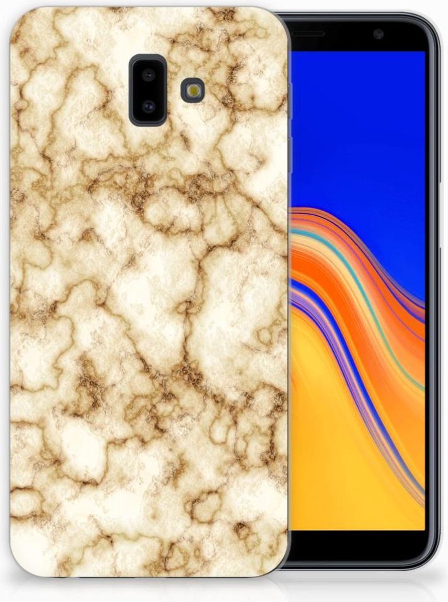 Samsung Galaxy J6 Plus (2018) TPU Siliconen Hoesje Marmer Goud