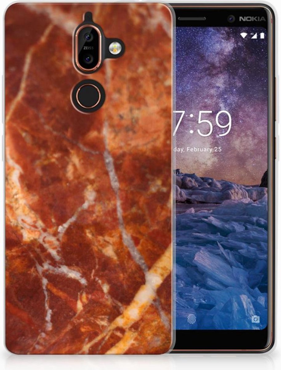Nokia 7 Plus TPU Siliconen Hoesje Marmer Bruin