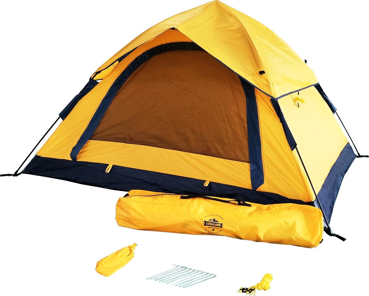 Lumaland Pop Up Tent 210 X 190 X 110 Cm Geel 3 Persoons