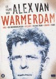 Een zwart-wit portret van een man met een getekende, gezeefdrukte uitstraling. Titel: 'De Films van Alex Van Warmerdam'.