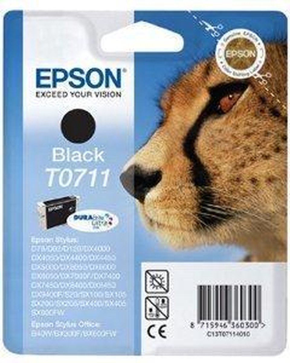 Epson Singlepack Black T0711 DURABrite Ultra Ink