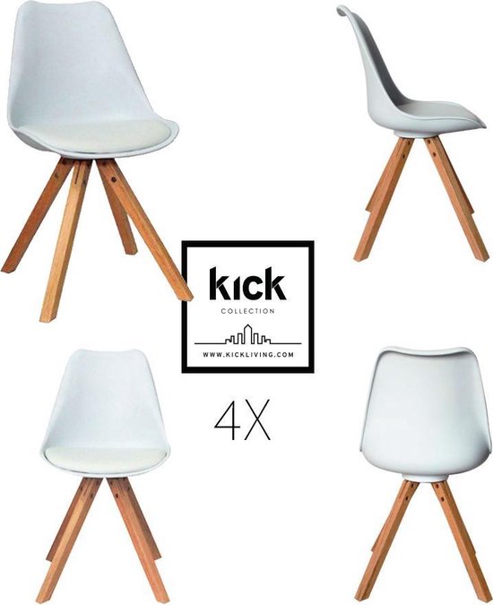 Kick Deal - set 4x Eetkamerstoel Luuk stoel Wit | bol.com