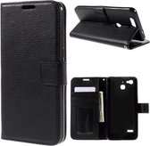 Litchi Cover wallet case hoesje Huawei P9 zwart