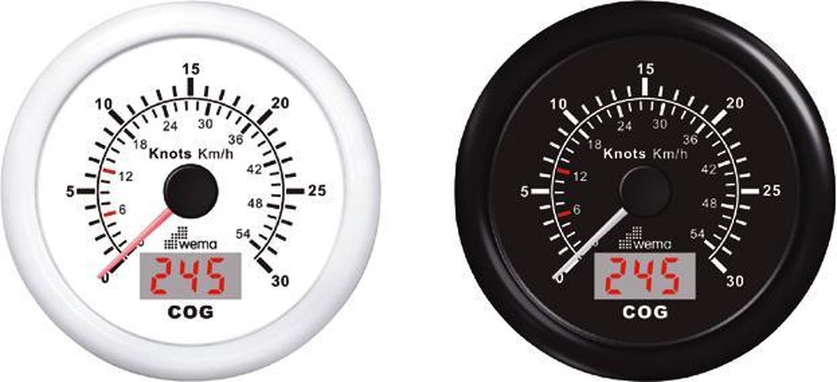 Wema Gps-Log-Kompas - 30 knopen / 54 km/h - Zwart