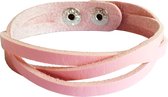 Fako Bijoux® - Armband - Leder - Vlecht - Roze