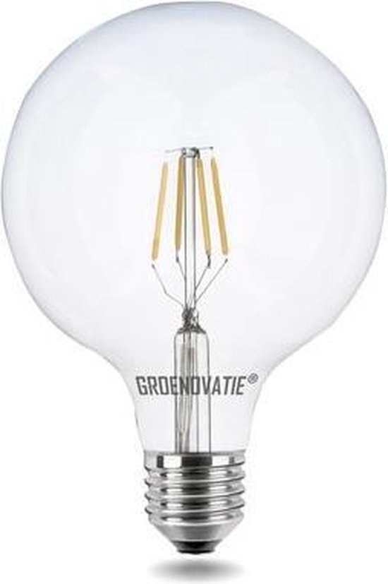 Groenovatie LED Filament Globelamp E27 Fitting - 4W - 160x125 mm - Warm Wit  - Dimbaar | bol.com