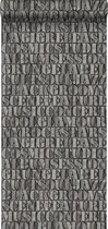 Origin Wallcoverings behangpapier oude ijzeren zetletters donkergrijs - 347591 - 53 cm x 10,05 m