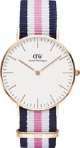 Daniel Wellington Classic Southampton - Horloge - Canvas - Blauw/Roze/Wit - 36 mm