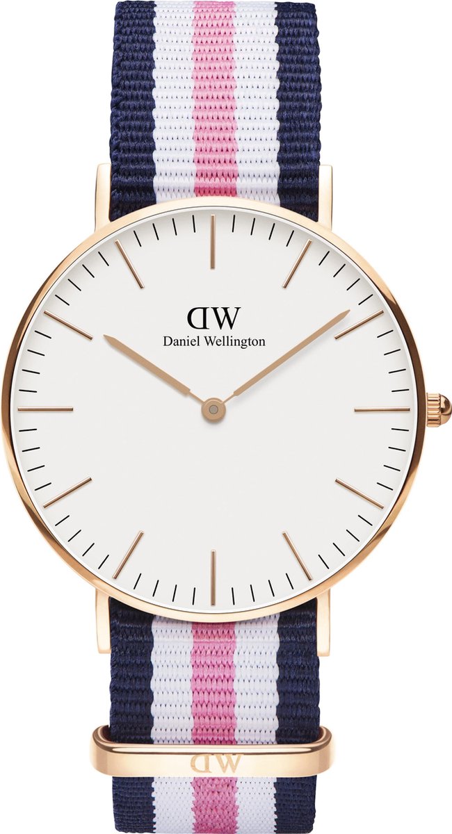 Daniel Wellington Classic Southampton - Horloge - Canvas - Blauw-Roze-Wit - 36 mm