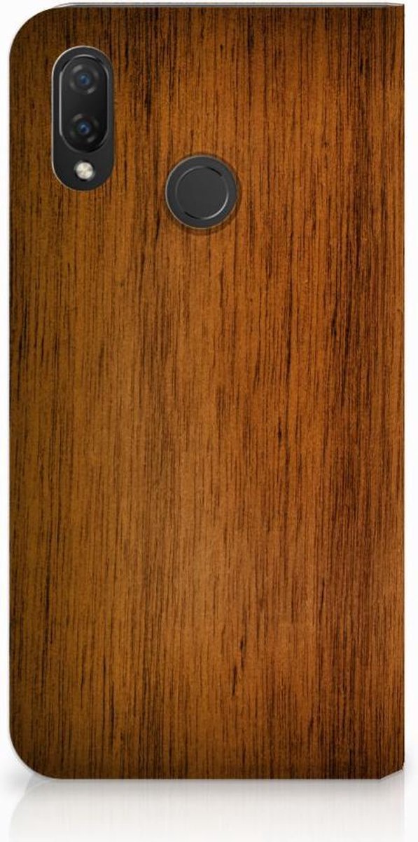 Huawei P Smart Plus Book Wallet Case Donker Hout