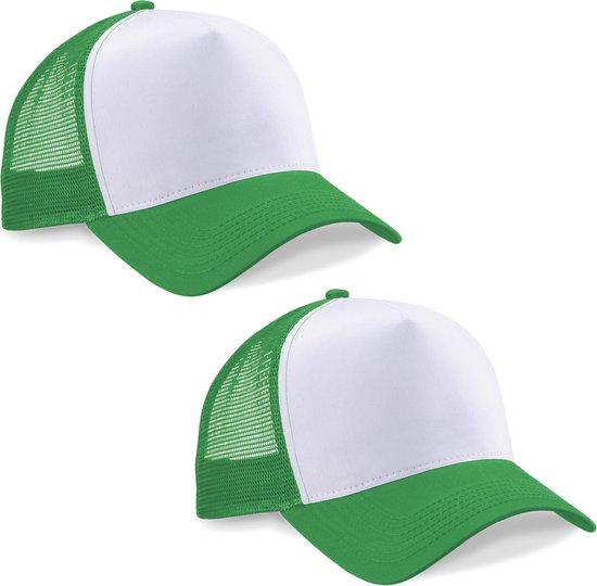 2 pack Beechfield Snapback Trucker Pure Green/Wit