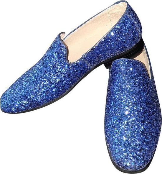 Blauwe glitter disco instap schoenen voor heren 47 | bol.com