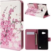 Microsoft Lumia 550 bloemen roze agenda wallet hoesje