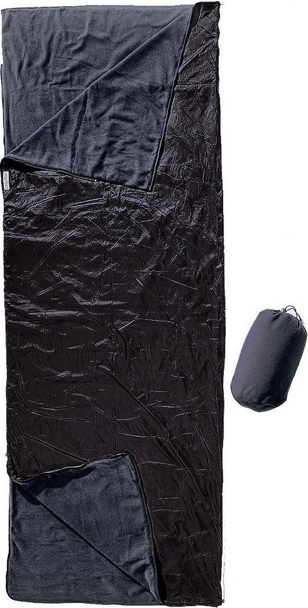 Cocoon Outdoor Blanket/Sleeping Bag fleece black/slate blue Uitvoering rechts